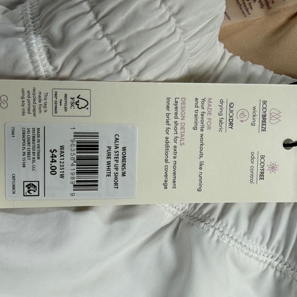 CALIA Step Up Short Womens Medium Pure White High-Rise Athletic Running Shorts - Picture 5 of 10